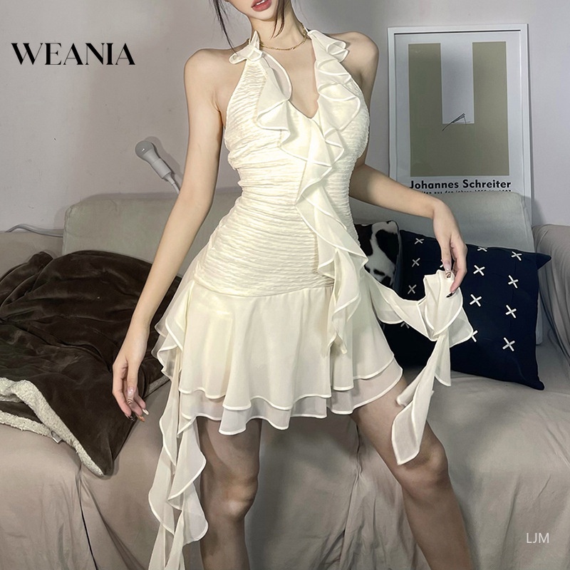 Đầm Chiffon Hở Lưng Phối Bèo Thiết Kế Mỏng Xinh Xắn Thời Trang Dành Cho Nữ