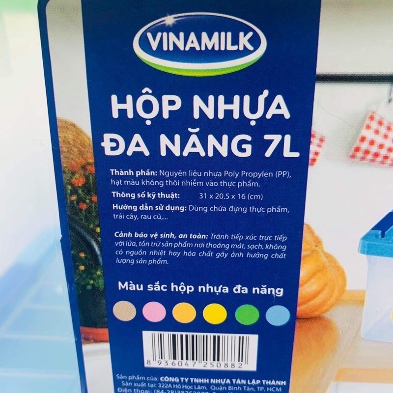 Hộp Nhựa Đa Năng Nắp Gài 2 Quai Tân Lập Thành 7L hkm VinaMilk