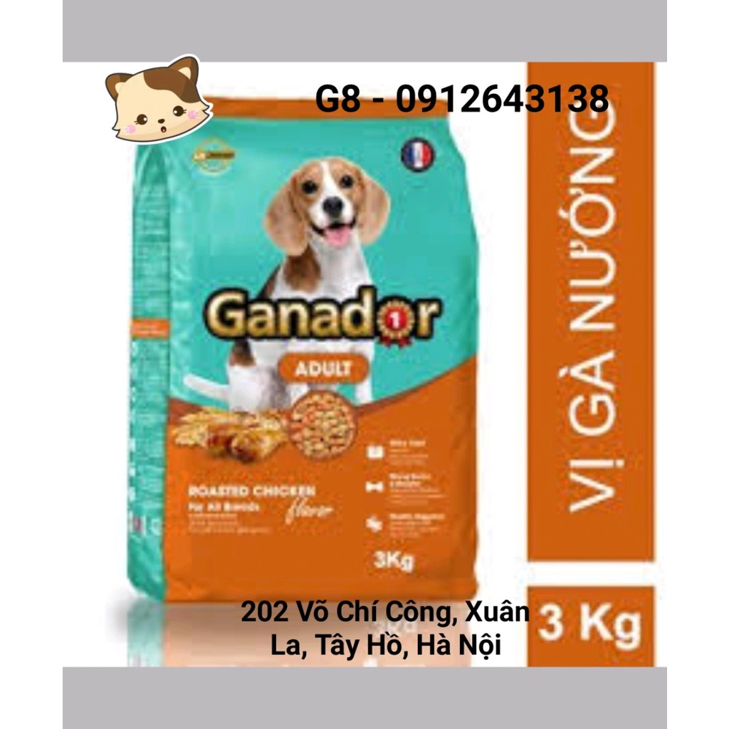 3kg Ganador Adult Roasted Chicken Flavor 3kg-Thức ăn cho Cún trưởng thành vị gà nướng