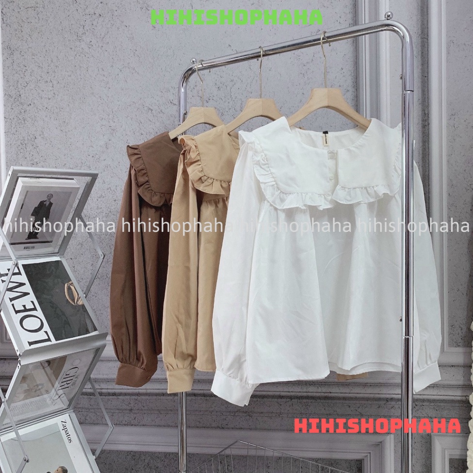 Áo babydoll tay bèo tiểu thư viền bèo xinh hàng QCCC A0008 kaca hihishophaha