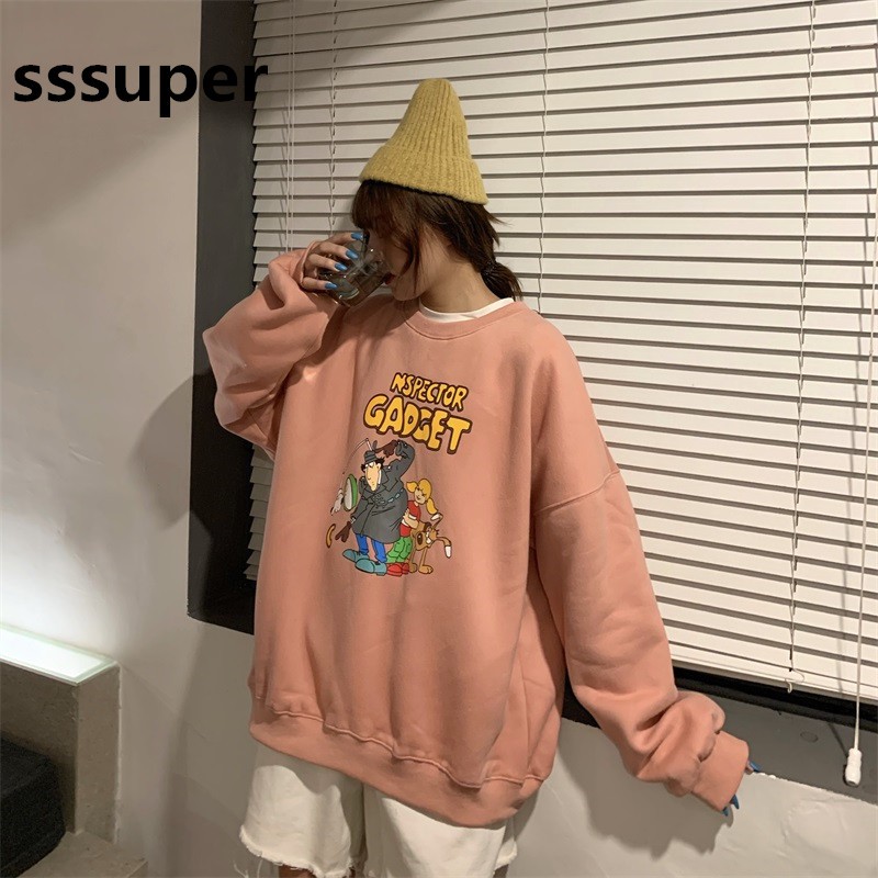 áo nỉ  Cổ Tròn Form Rộng Thời Trang Năng Động Cho Nữ