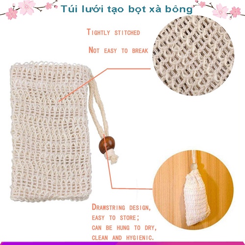 Túi Lưới Đựng Xà Bông, Xà Phòng, Sợi Linen Tự Nhiên Tiện Dụng