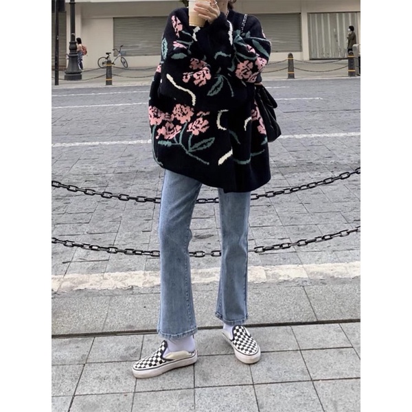 Quần jeans bò ống loe nữ Meisy loe nhẹ cạp cao co giãn ống dài màu xanh nhạt  xanh đậm đen size nhỏ bigsize phong cách