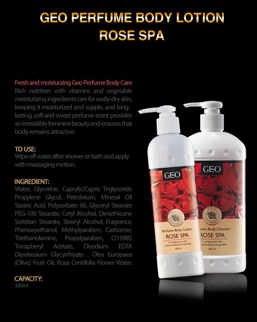 [Mã FMCGM50 - 8% đơn 250K] Sữa dưỡng thể trắng da hương hoa hồng Geo Perfume Body Lotion Rose Spa 300ml | BigBuy360 - bigbuy360.vn