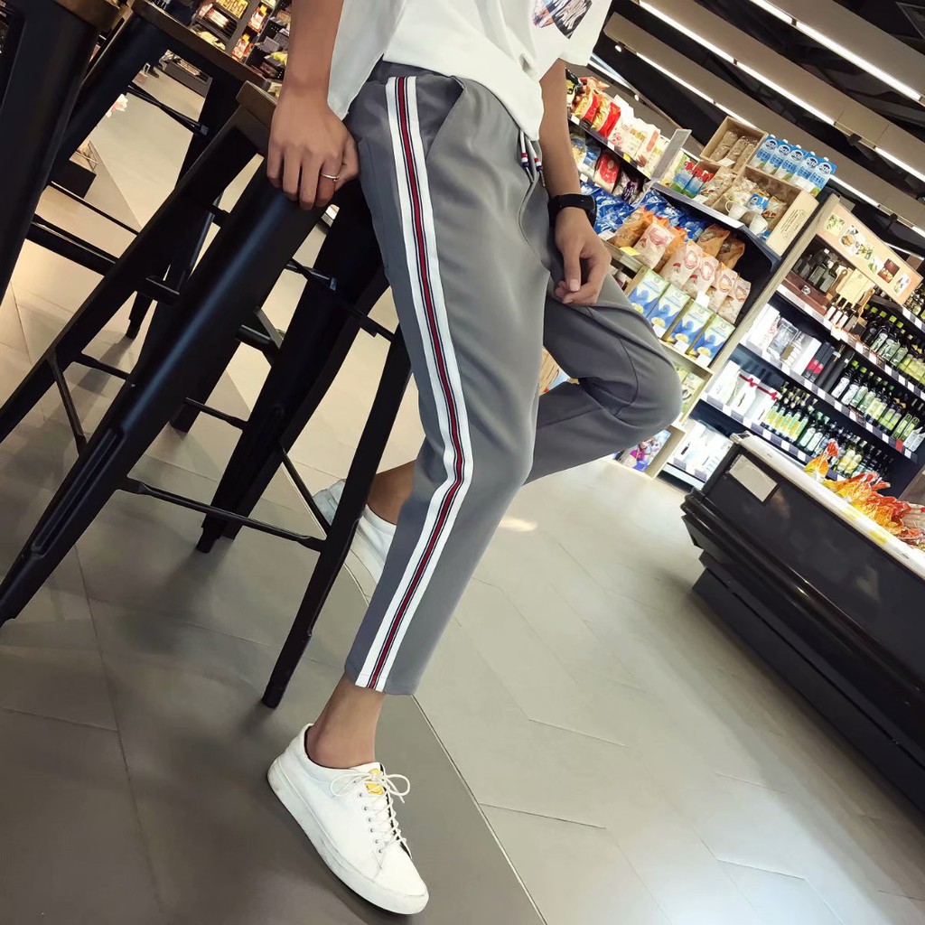 Men's Summer Thin Ice Silk Casual Trousers Korean Version Of The Versatile Snacks And Nine Pants Fat Plus Fertilizer Xl