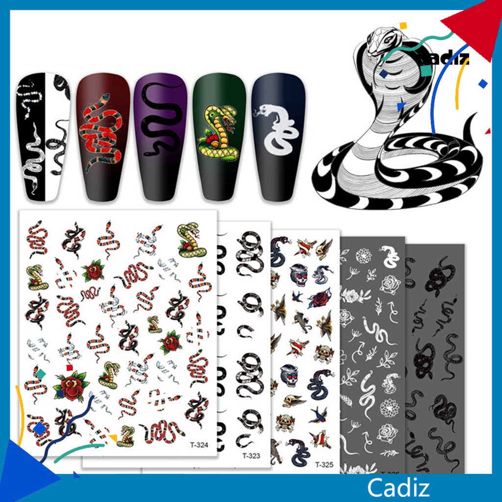 Miếng Dán Trang Trí Móng Tay Tự Dính Chống Thấm Nước Họa Tiết Da Rắn