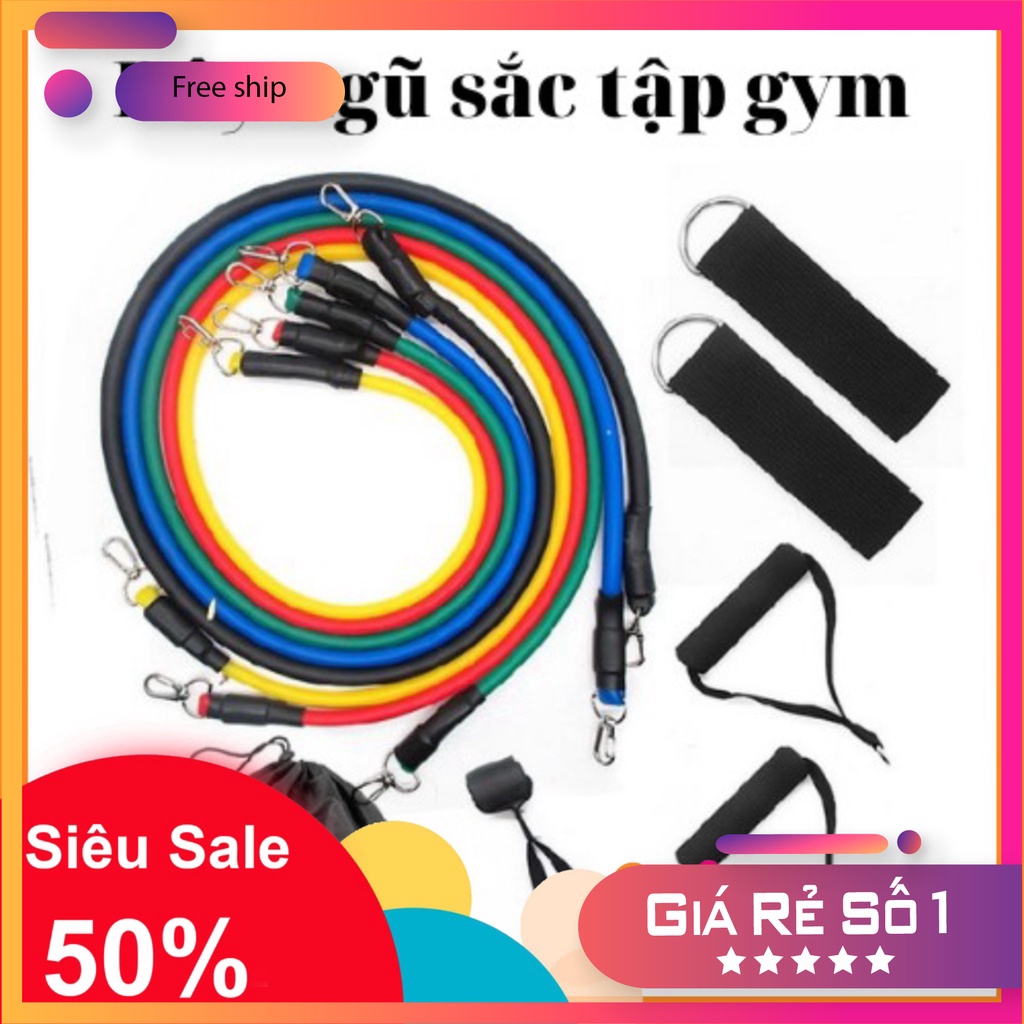 Dây ngũ sắc tập gym co dãn 💪Bộ dây ngũ sắc kháng lực tập gym full body tại nhà TrucNua