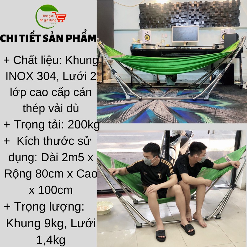 Võng xếp inox 304 khung tròn cao cấp giá rẻ cho bé | BigBuy360 - bigbuy360.vn