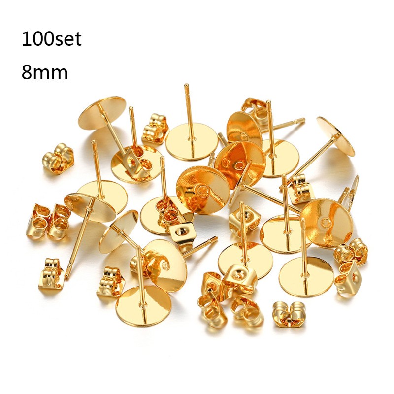 Set 100 Khuyên Tai Bằng Thép Không Gỉ Dùng Làm Trang Sức Diy