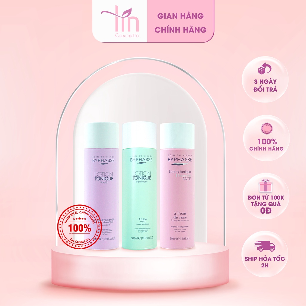 Nước hoa hồng Byphasse 500ml nhập khẩu cính hãng Tây Ban Nha giúp cấp ẩm cho mọi loại da