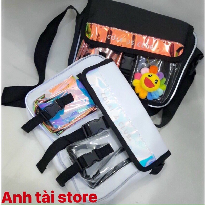 Túi đeo chéo COKI CLUB nam nữ phản quang chất vải canvas chống nước siêu bền phong cách Hàn Quốc AT002