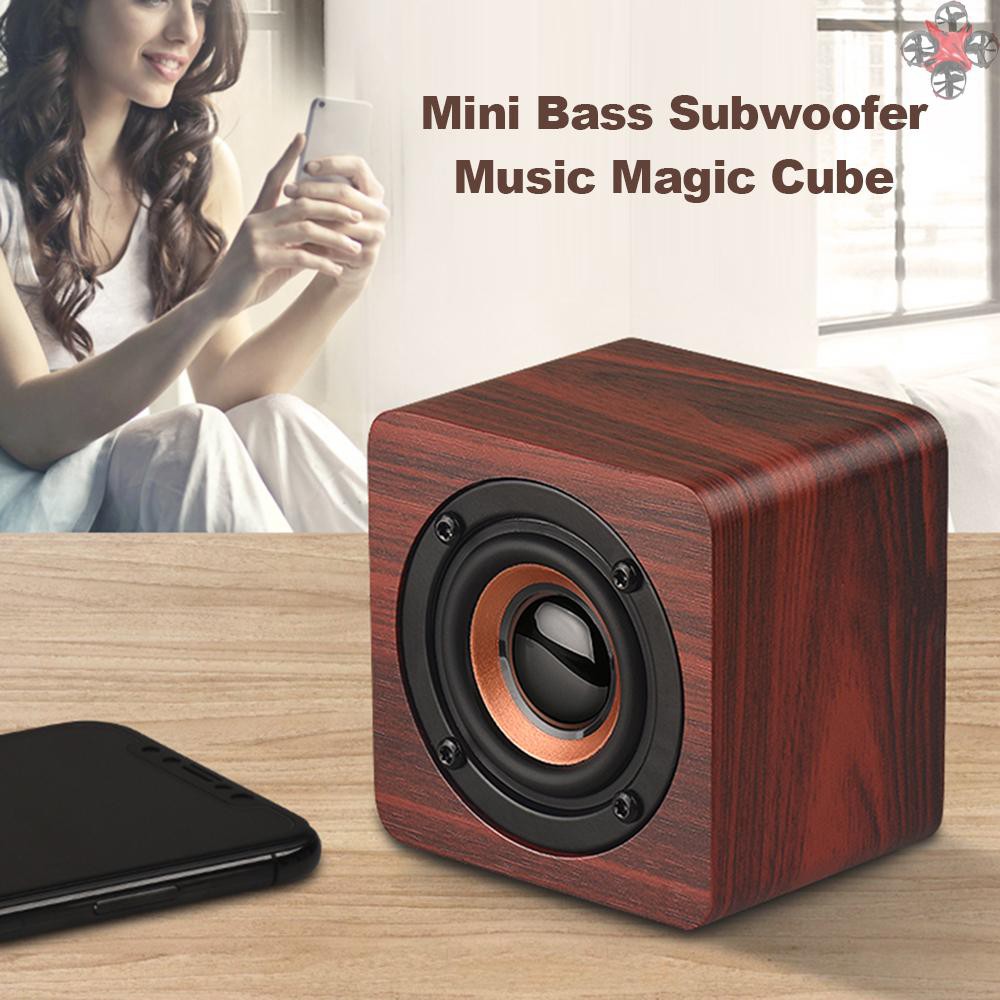 CTOY Q1 Mini Wooden Bluetooth Speaker Portable Wireless Subwoofer Strong Bass Powerful Sound Box Music Magic Cube for Smartphone Tablet Laptop