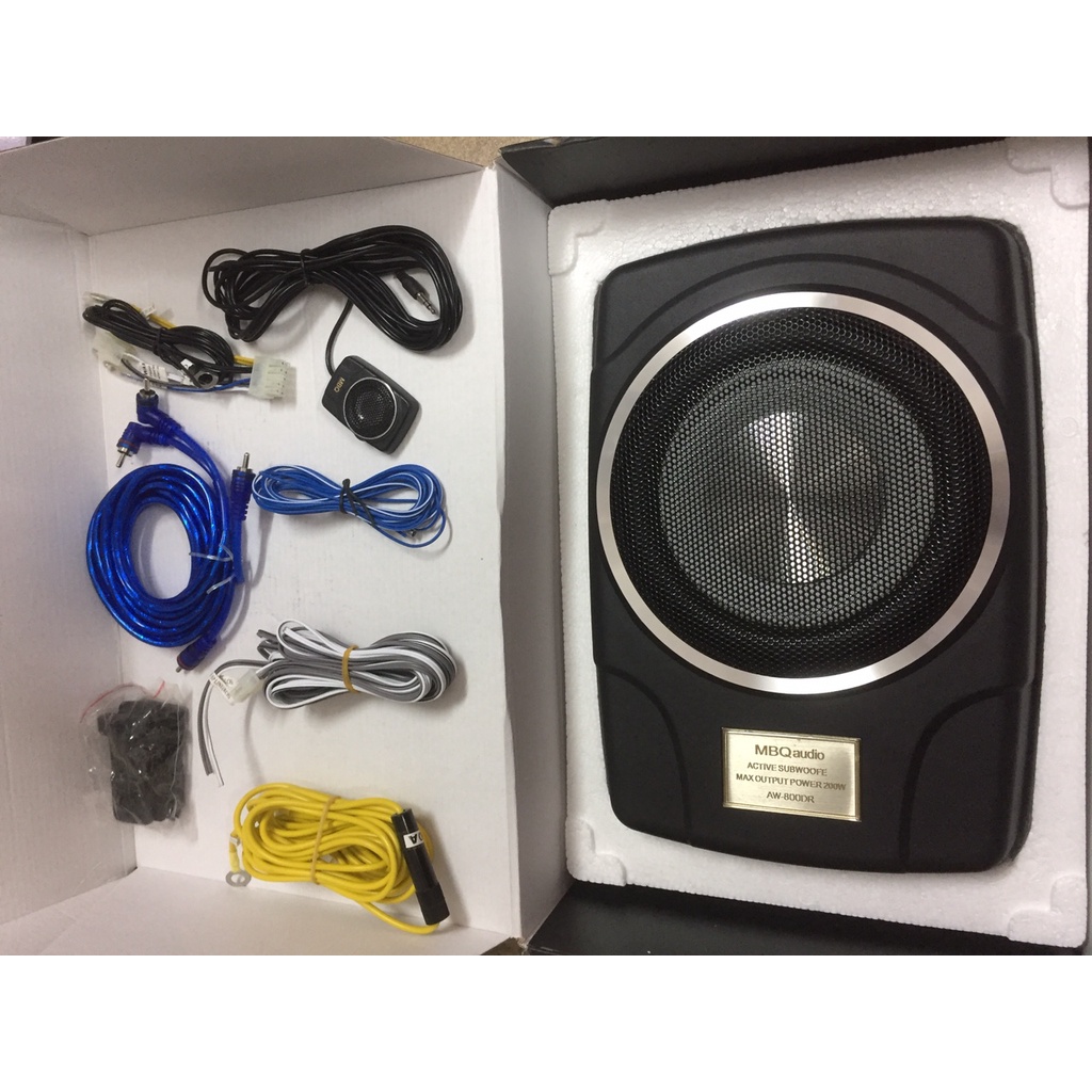 Loa Sub Ô tô, Loa Sub MBQ AW - 800DR Tem Vàng, Bass 8 180W 5.8 kg, Bảo Hành 12 Tháng, có kỹ thuật hướng dẫn lắp