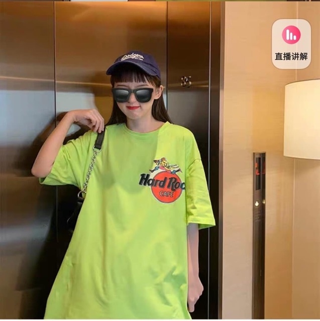 Clip-ảnh thật áo phông xanh lá hard rock (SỈ 29K)tay lỡ form rộng freesize | BigBuy360 - bigbuy360.vn