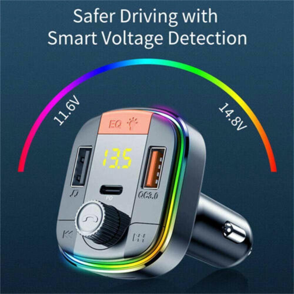 Thiết Bị Thu Phát Tín Hiệu FM Bluetooth Không Dây Có Cổng Type C Cổng Sạc Điện Thoại Cho Xe Hơi