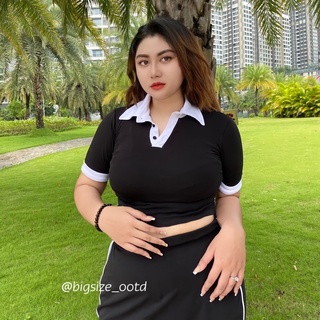 Set bigsize áo croptop chân váy tim