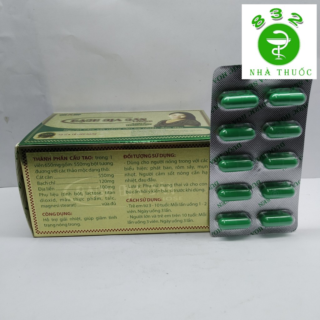 BẠCH ĐỊA CĂN hose  hộp 100 viên