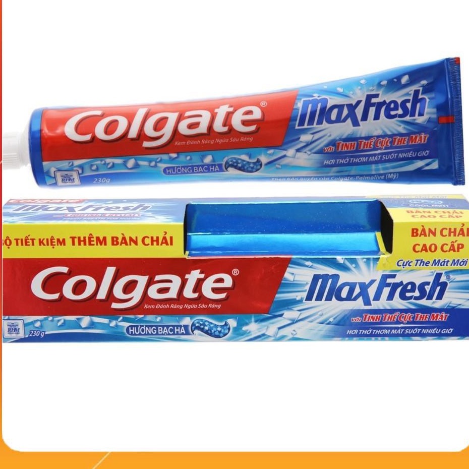 Kem đánh răng Colgate MaxFresh hương bạc hà 230g Tặng bàn chải cao cấp