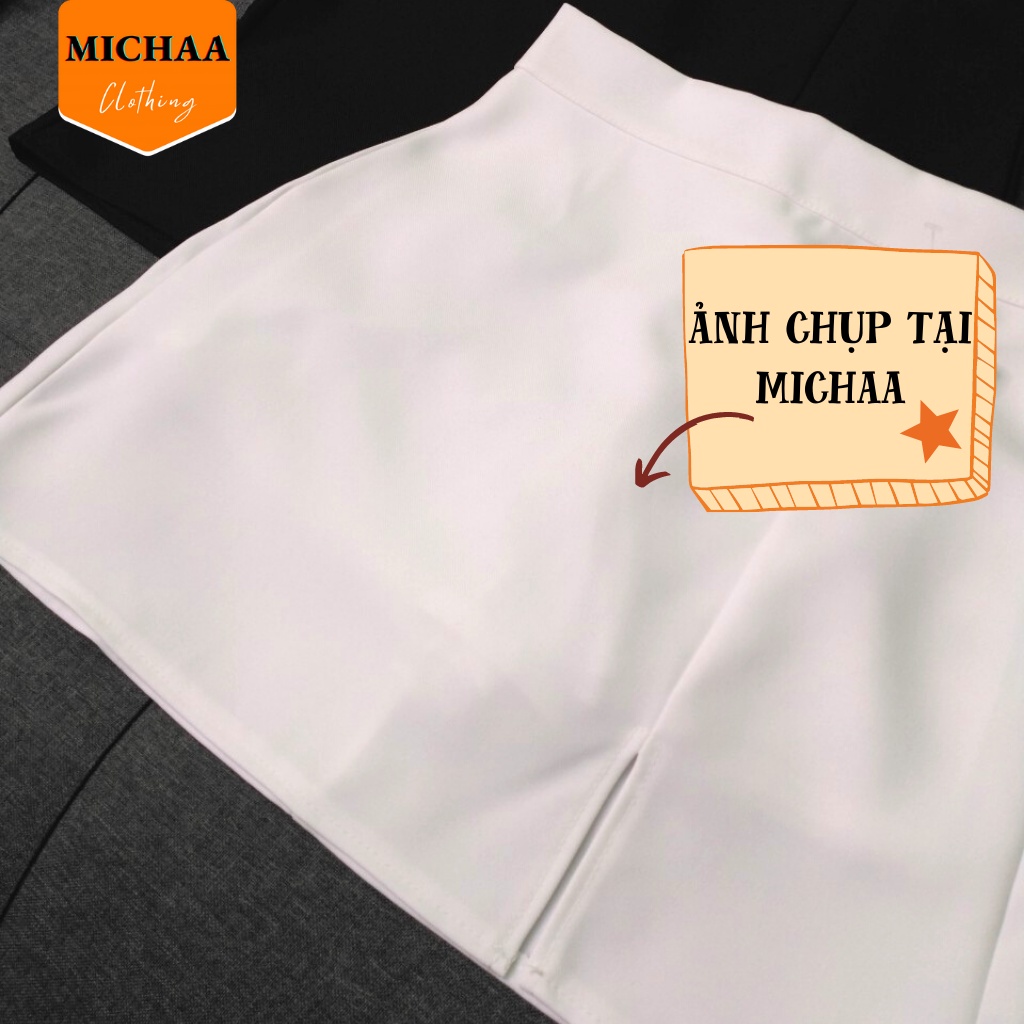 Chân Váy CHỮ A XẺ TÀ Trước Ngắn Công Sở Có Lót Trong Lưng Cạp Cao Trẻ Trung - MICHAA