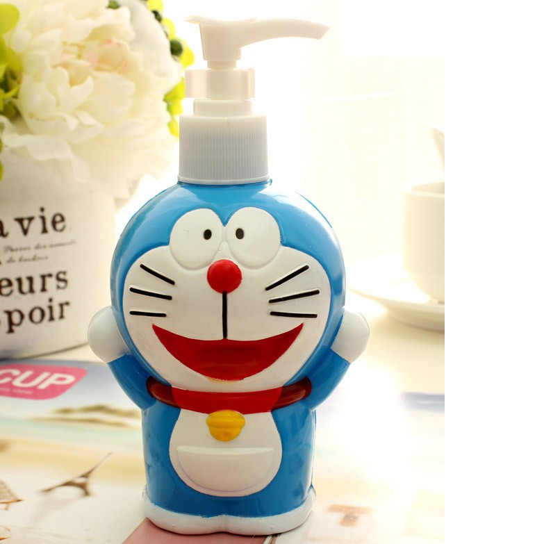 Chai đựng xà phòng dạng ấn hình Doraemon Hello Kitty dễ thương