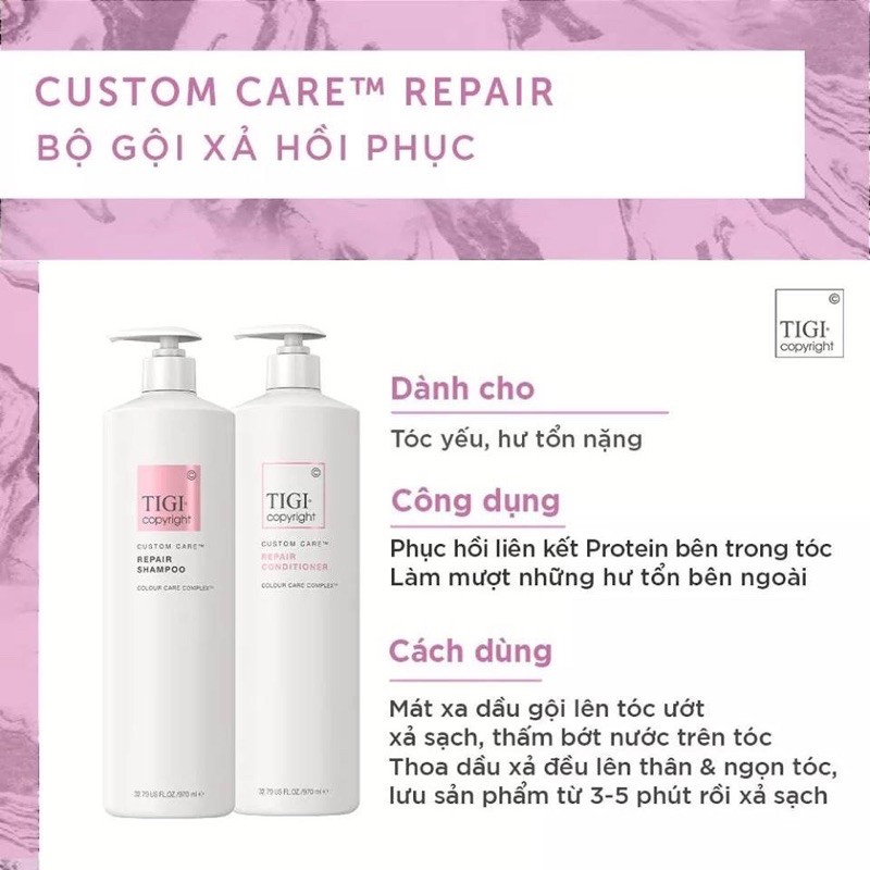 CẶP DẦU GỘI PHỤC HỒI TIGI COPYRIGHT REPAIR 970ML | BigBuy360 - bigbuy360.vn