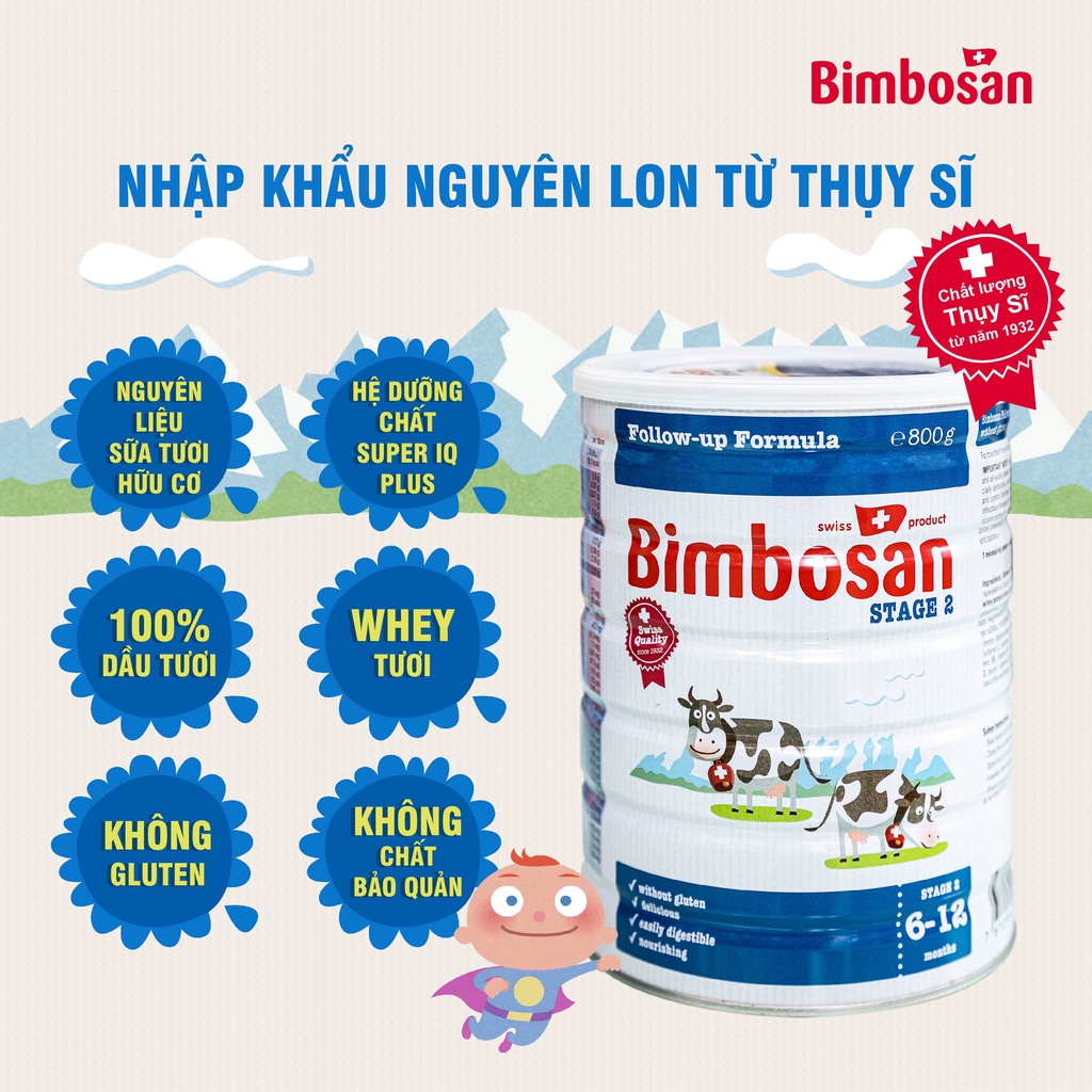 Sữa bột sinh học Bimbosan số 2 nhập khẩu Thụy Sĩ 800g