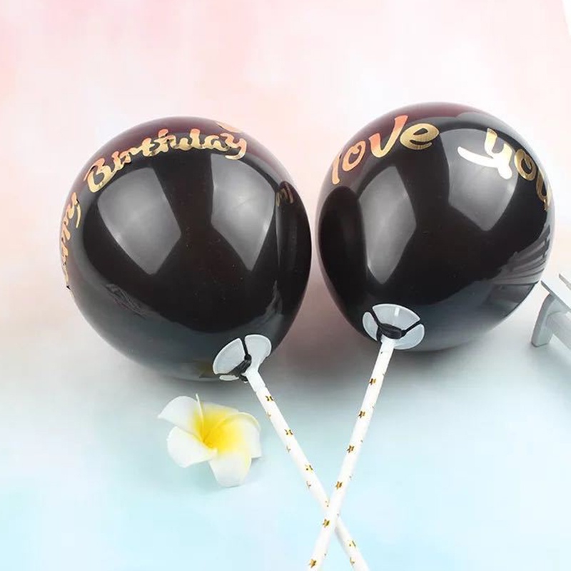 1 bộ bóng bay màu đen 5 inch kèm nhãn dán trang trí bánh kem