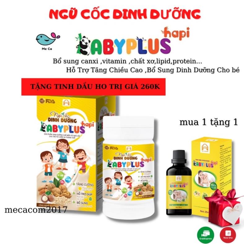 Ngũ Cốc Dinh Dưỡng Babyplus - Hapi, Giúp Tăng Cân, Tăng Chiều Cao ,Vitamin, Hết Táo Bón (Tặng Kèm Tinh Dầu Giảm Ho ,Cảm)