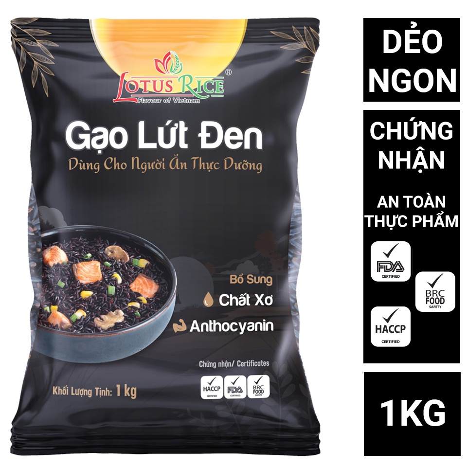 Mã BMLT35 giảm đến 35K đơn 99K Gạo Lứt Đen Lotus Rice 1kg - Tốt cho người