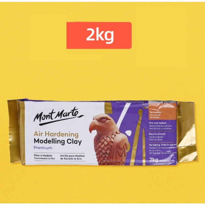 Đất sét tự khô Đất nặn Air Hardening Modelling Clay Mont Marte Trắng/Nâu 0.5kg/2kg/12 màu an toàn kèm bộ dụng cụ