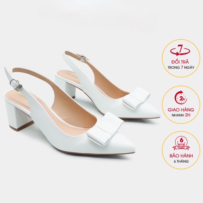 Giày sandal nữ cao gót Anna slingback quai hậu mũi nhọn bít mũi gót nhọn 5 phân phối nơ ngang Hàn Quốc_6 _A064