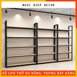 KỆ SẮT ĐA NĂNG ĐỂ HÀNG 4 tầng dài 1.5m, 1.2m, 1m, 0.6m, kệ trưng bày cửa hàng LẮP RÁP THÔNG MINH hiện đại chịu tải cao