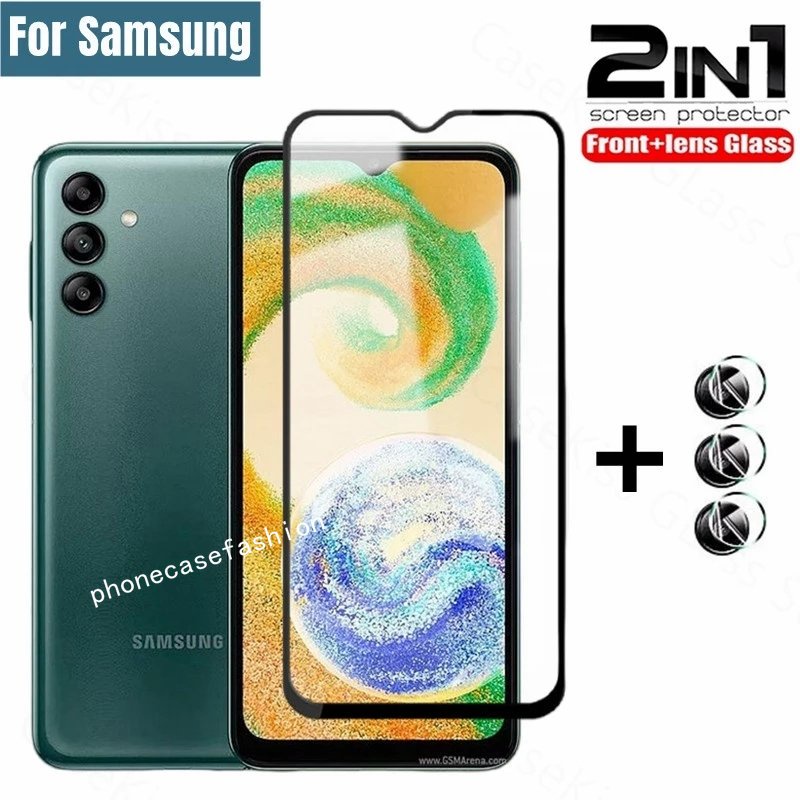 Ốp Điện Thoại Kính Cường Lực 2 Trong 1 Cho Samsung Galaxy M14 M54 A24 A34 A54 A74 A14 LTE A04e A04s A04 Core A04 s 4G 5G