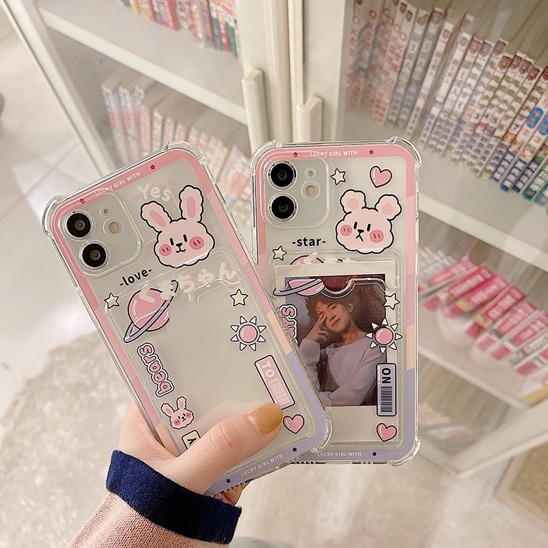 Ốp Điện Thoại In Hình Thỏ Hoạt Hình Cho iPhone 13mini 11/12pro iphone678plus/xsmax/xr