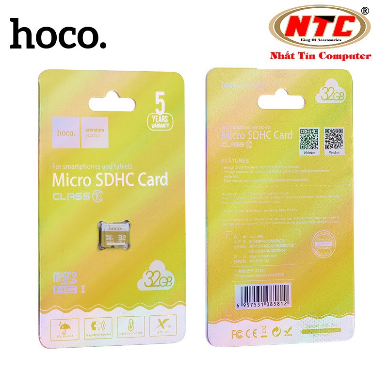 Thẻ nhớ microSDHC Hoco 32GB Class 10 90MB/s - Bảo hành 5 năm (Vàng)