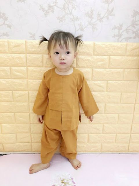 Đồ lam, đồ đi chùa, quần áo phật tử trẻ em 6-34kg. Bộ vạt hò bé trai, bé gái