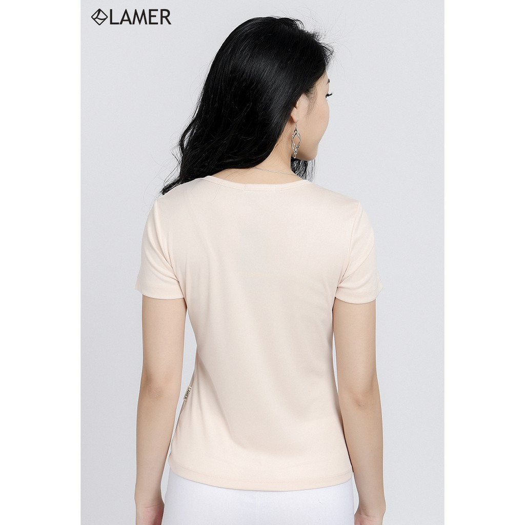 Áo phông nữ cổ tròn LAMER L61S19H014 (Trắng/Hồng be)