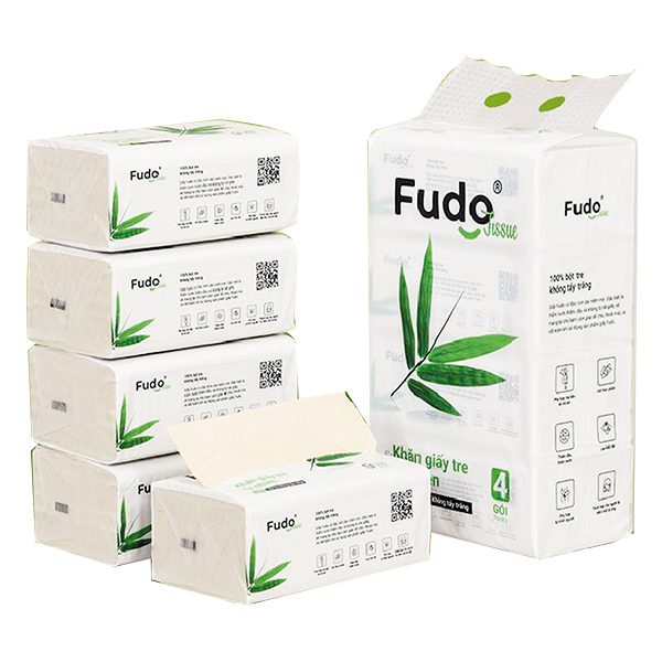 Lô 4 Gói Khăn Giấy Rút Bột Tre Fudo 130 Tờ