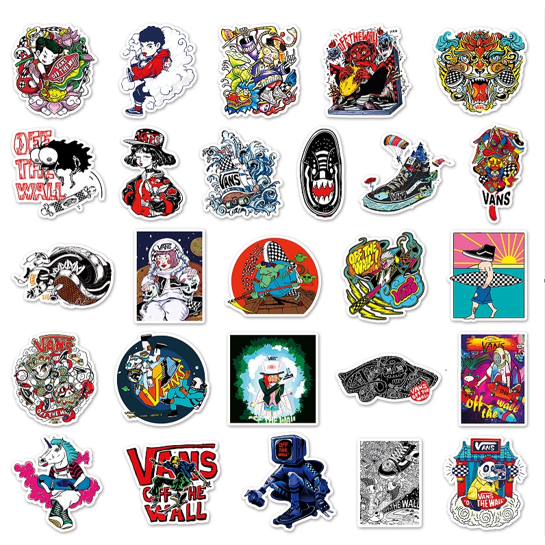 Bộ 10/50 Sticker Hoạt Hình Chống Thấm Nước