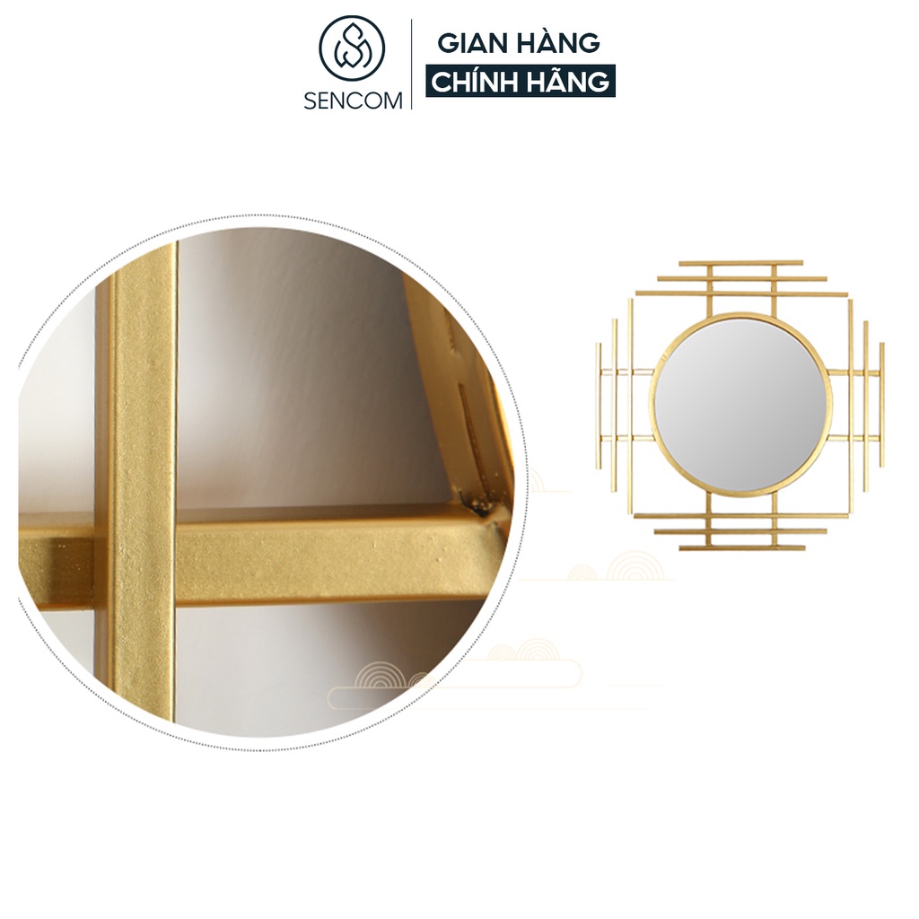 Gương treo tường nghệ thuật decor trang trí SENCOM khuôn vuông cách điệu sang trọng hiện đại mã DC24