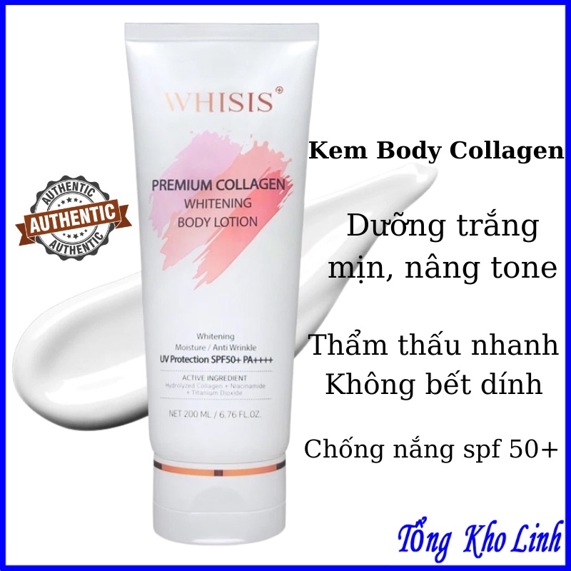 Kem Dưỡng Thể Trắng Da WHISIS Chống Nắng - Premium Collagen Whitening Body Lotion 200ml