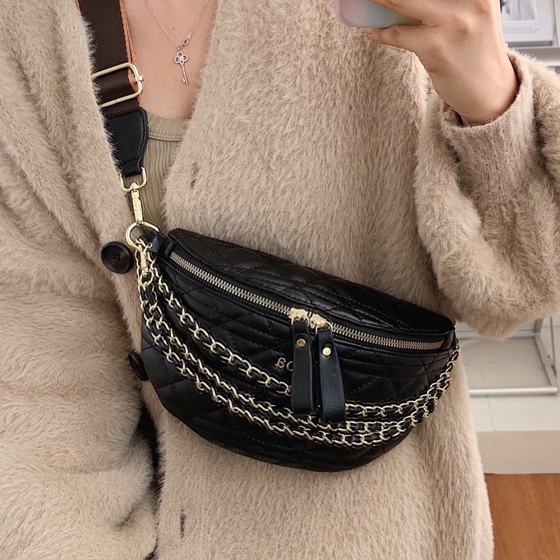 Túi bao tử nữ đeo chéo đeo trước ngực tiện ích giá rẻ D'layla chất da Pu mềm mịn size 24 thiết kế mới nhất 2021
