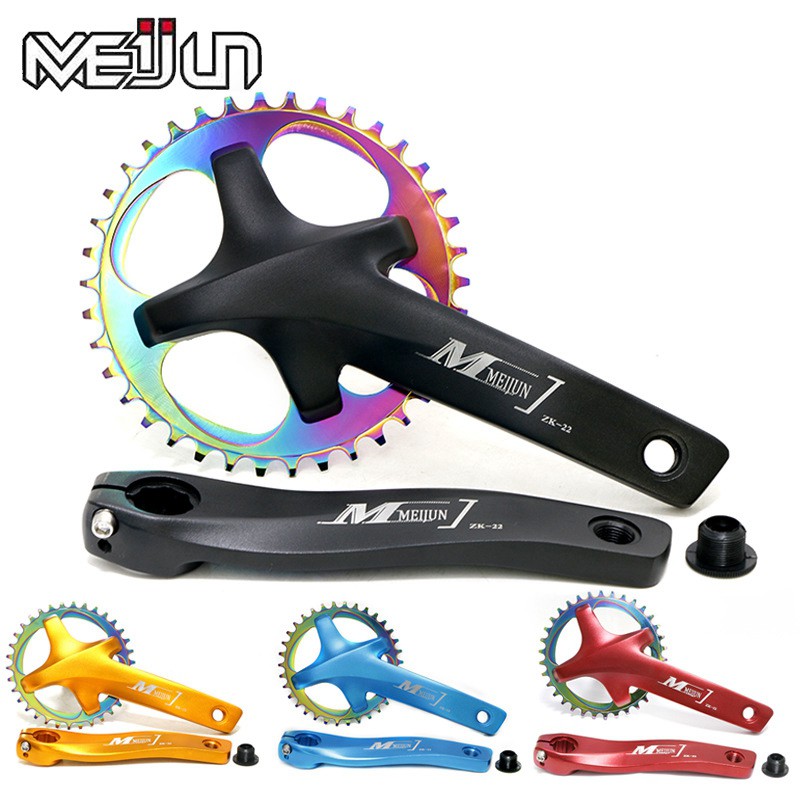 High Quality MEIJUN Bicycle Hollow Integrated Crank Single Speed Disc Blue