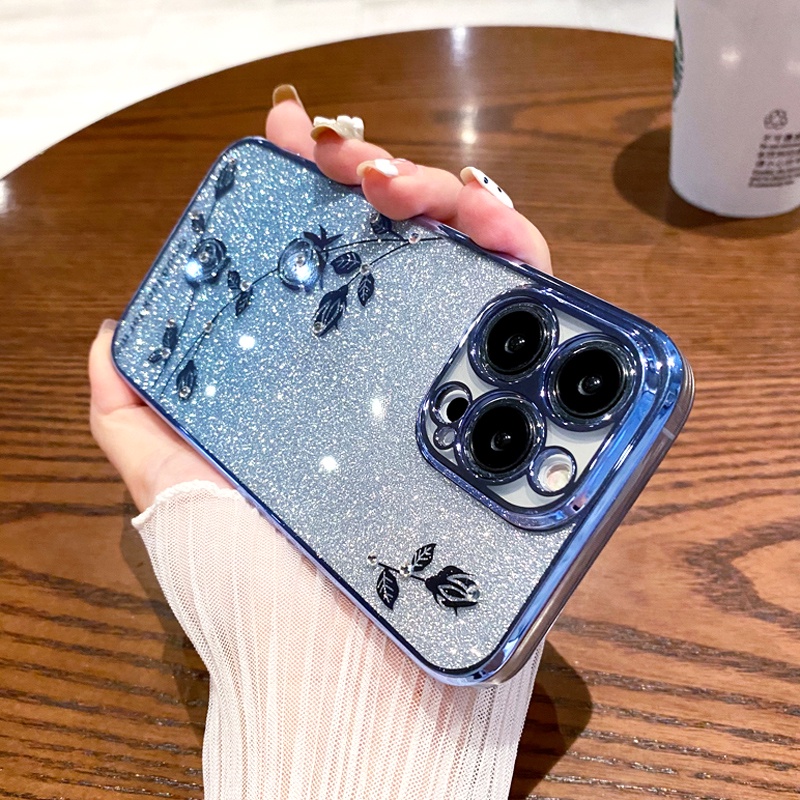 Ốp Điện Thoại Silicon Mềm Trong Suốt Mạ Điện Lấp Lánh Cho iPhone 14 13 12 11 Pro Max X XR XS Max