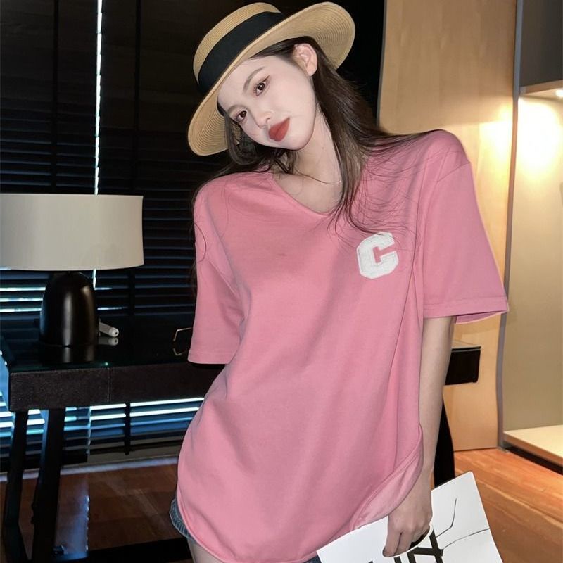Áo Thun Tay Ngắn Dáng Rộng Thêu Họa Tiết Thời Trang Mùa Hè Hàn Quốc 2022 Mới Cho Nữ