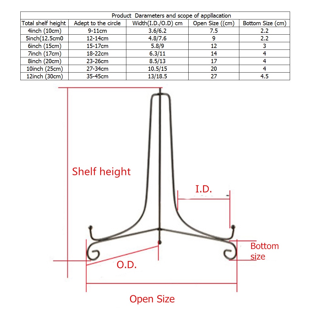 Giá Đỡ Trưng Bày Đĩa Bằng Kim Loại 4-12 Inch