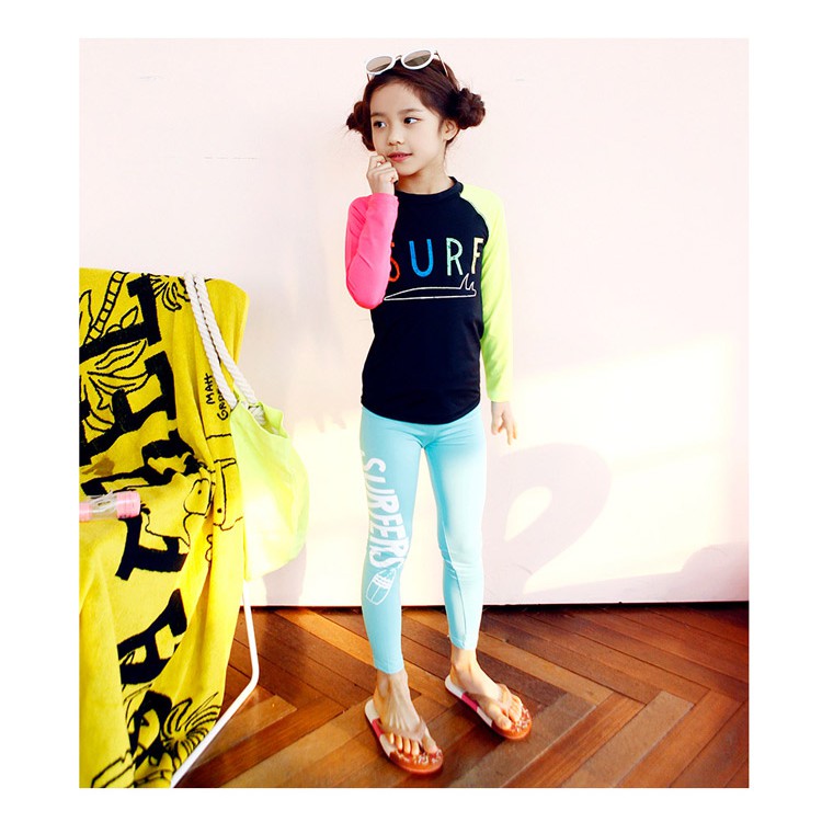 Đồ bơi tay dài giúp chống tia UV an toàn cho bé gái