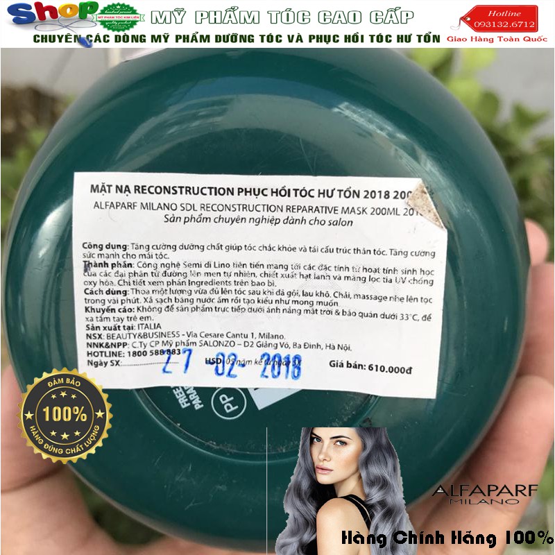 [Alfaparf-chính hãng] Mặt nạ reconstruction phục hồi tóc hư tổn Semi Dilino Reparative Mask Alfaparf 200ml