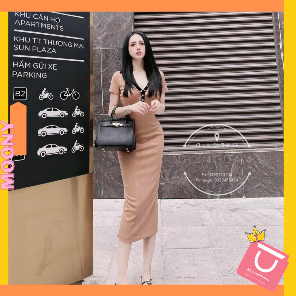 Váy Body Thun Tăm Cổ V Dáng Dài - Váy Đầm Thun Tăm Cao Cấp | BigBuy360 - bigbuy360.vn