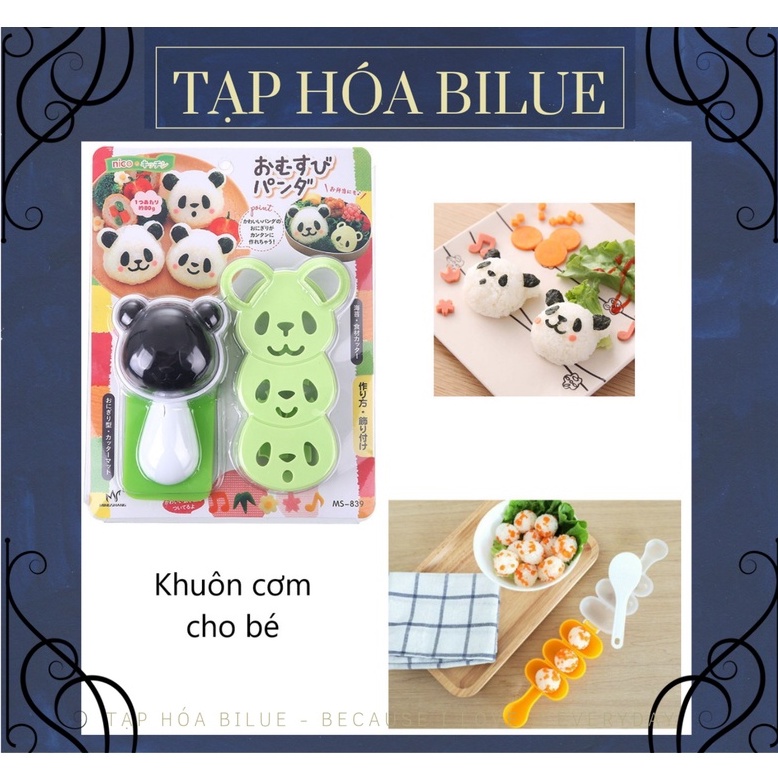 Khuôn Ép Cơm Nắm Bento Hình Gấu Trúc Panda Onigiri Shaper và Khuôn Lắc Cơm Tròn Dễ Thương Cho Bé Ăn Dặm